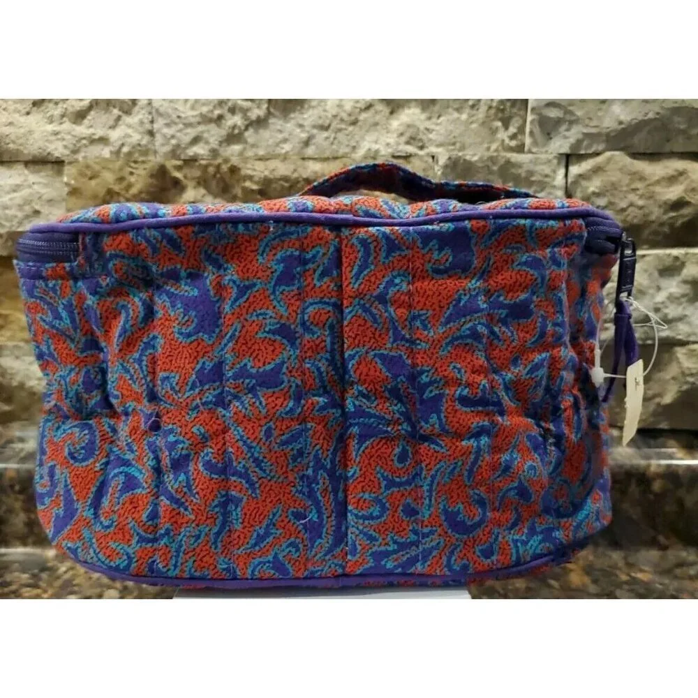 Vintage Totes Makeup Bag beautiful red and purple design
